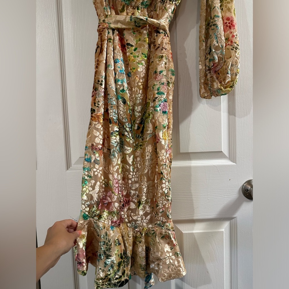 Revolve dress, HEMANT AND NANDITA Veena Dress in Nude Size S. Belt is damaged - Picture 7 of 14